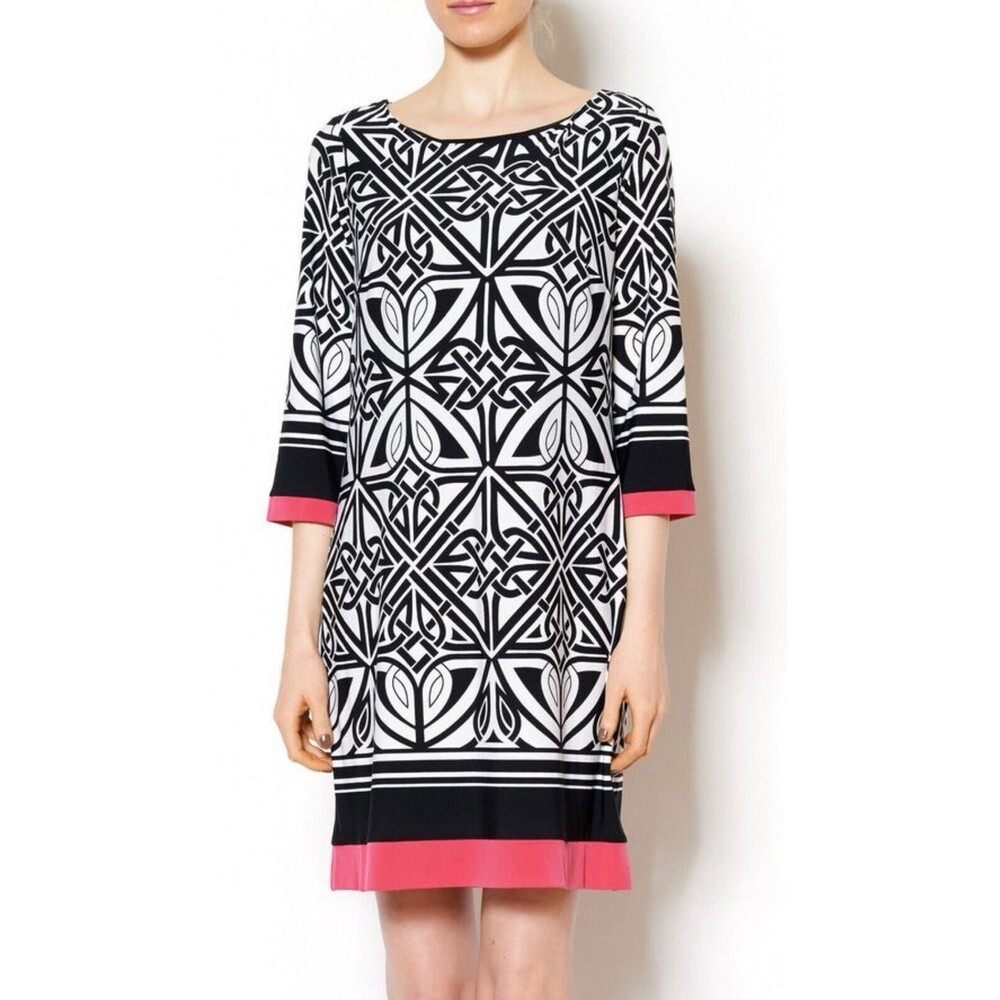 Donna Ricco Shift Dress Sz 6 Career Office Professional Mature 3/4 Sleeve Sheath